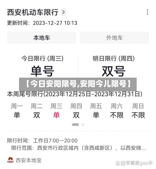 【今日安阳限号,安阳今儿限号】