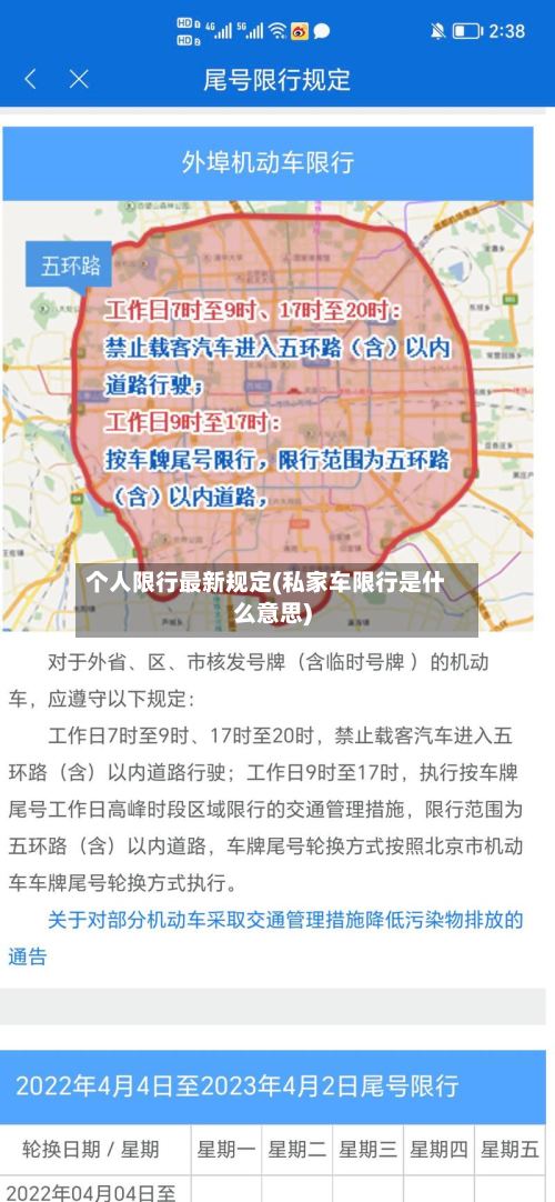 个人限行最新规定(私家车限行是什么意思)